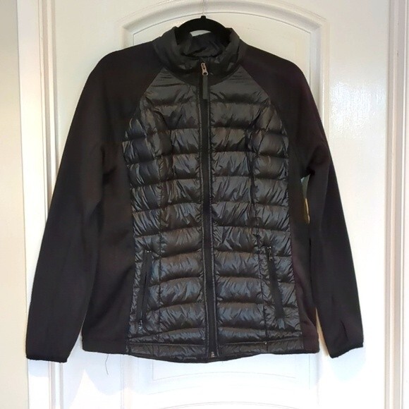 Calvin Klein M Woman's Jacket 90% Duck Down Knit Sleeve Thumb Holes Puffer - Picture 1 of 11